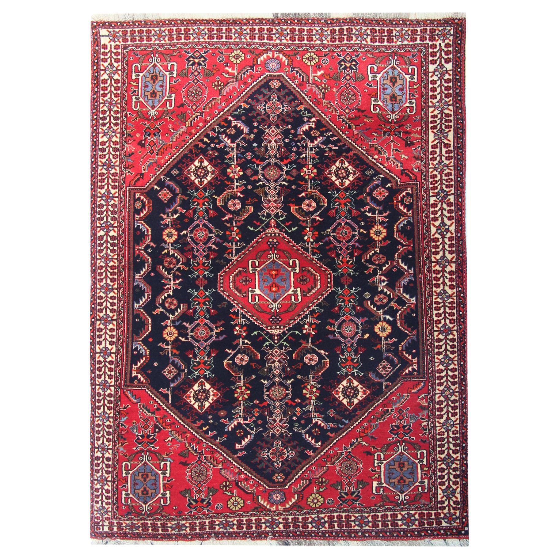 Vintage Rugs Handwoven Carpet Rug, Tribal Wool Pile Area Rug