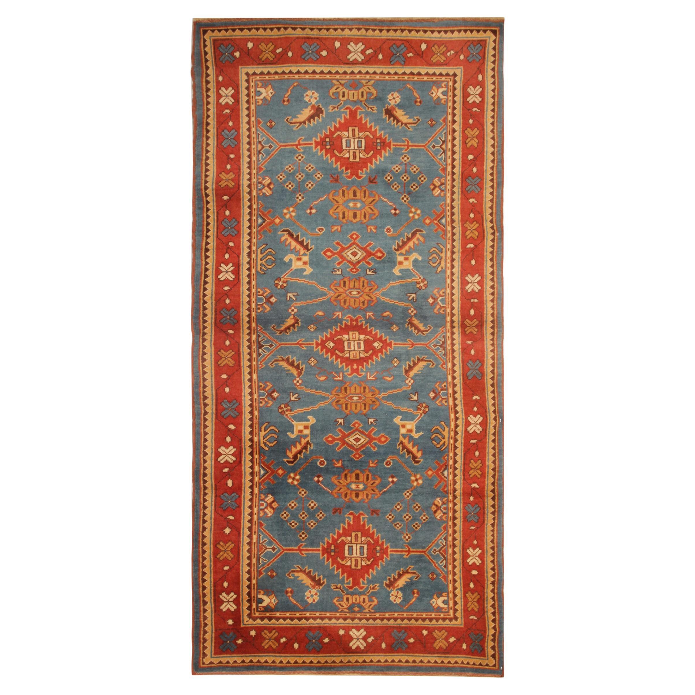 Vintage Rugs, Blue Turkish Rugs, Oushak Carpets, Handmade Oriental Rug for Sale  For Sale