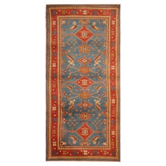 Tapis vintage, Blue Turkish Rugs, Oushak Carpets, Handmade Oriental Rug for Sale 