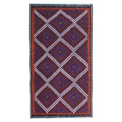 Vintage Rugs Wool Kilim Geometric Traditional Flat-Woven Kilim Rug