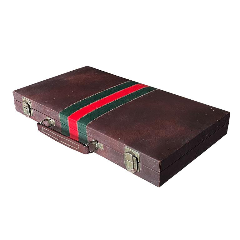 American Vintage Rummy Game Board and Gucci Inspired Carrying Case in Red and Green