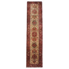 Vintage Runner Beige Geometric Runner Rug, Wool Carpet Runner