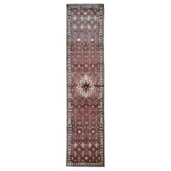 Vintage Runner Geometric Farahan Runner Rug, Red Carpet Runner, Wool Rug