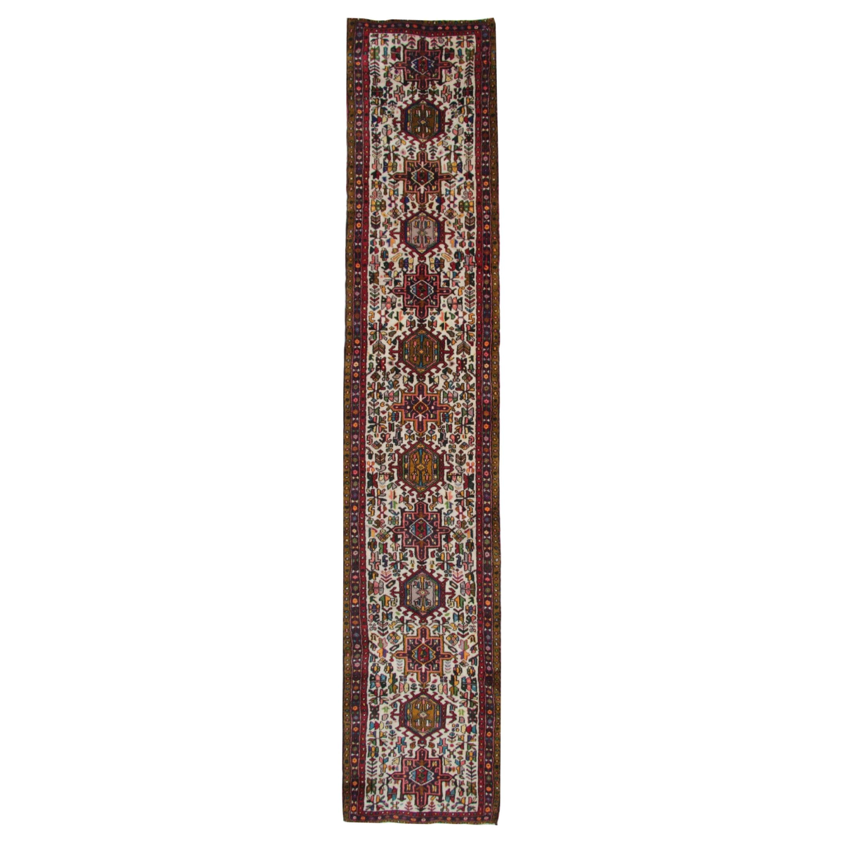 Tappeto Runner Geometrico Vintage, Tappeto Runner Crema, Tappeto in Lana