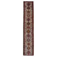 Vintage Runner Geometric Runner Rug, Cream Carpet Runner, Wool Rug