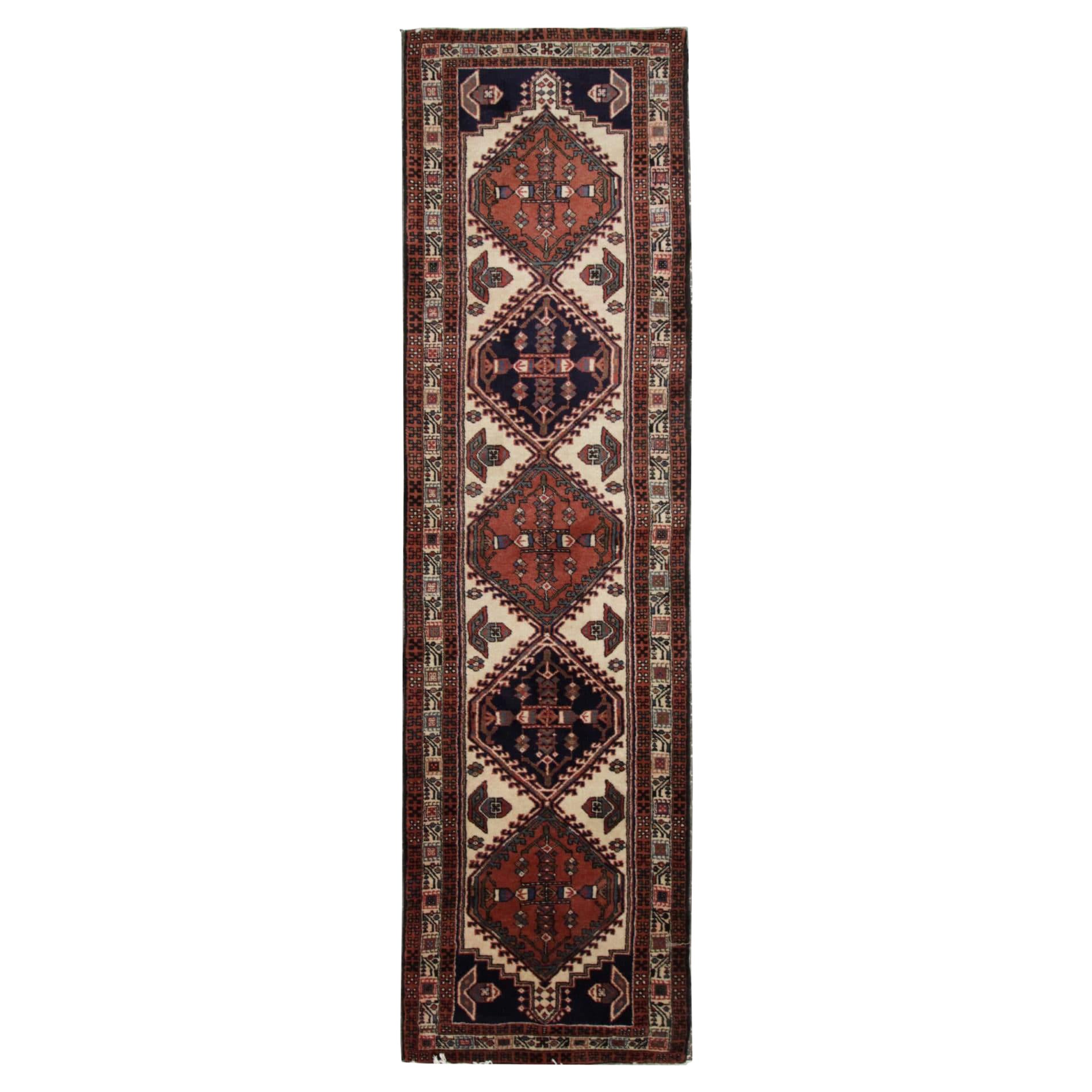Tappeto Runner Hamedan Vintage, Runner per scale geometriche in vendita
