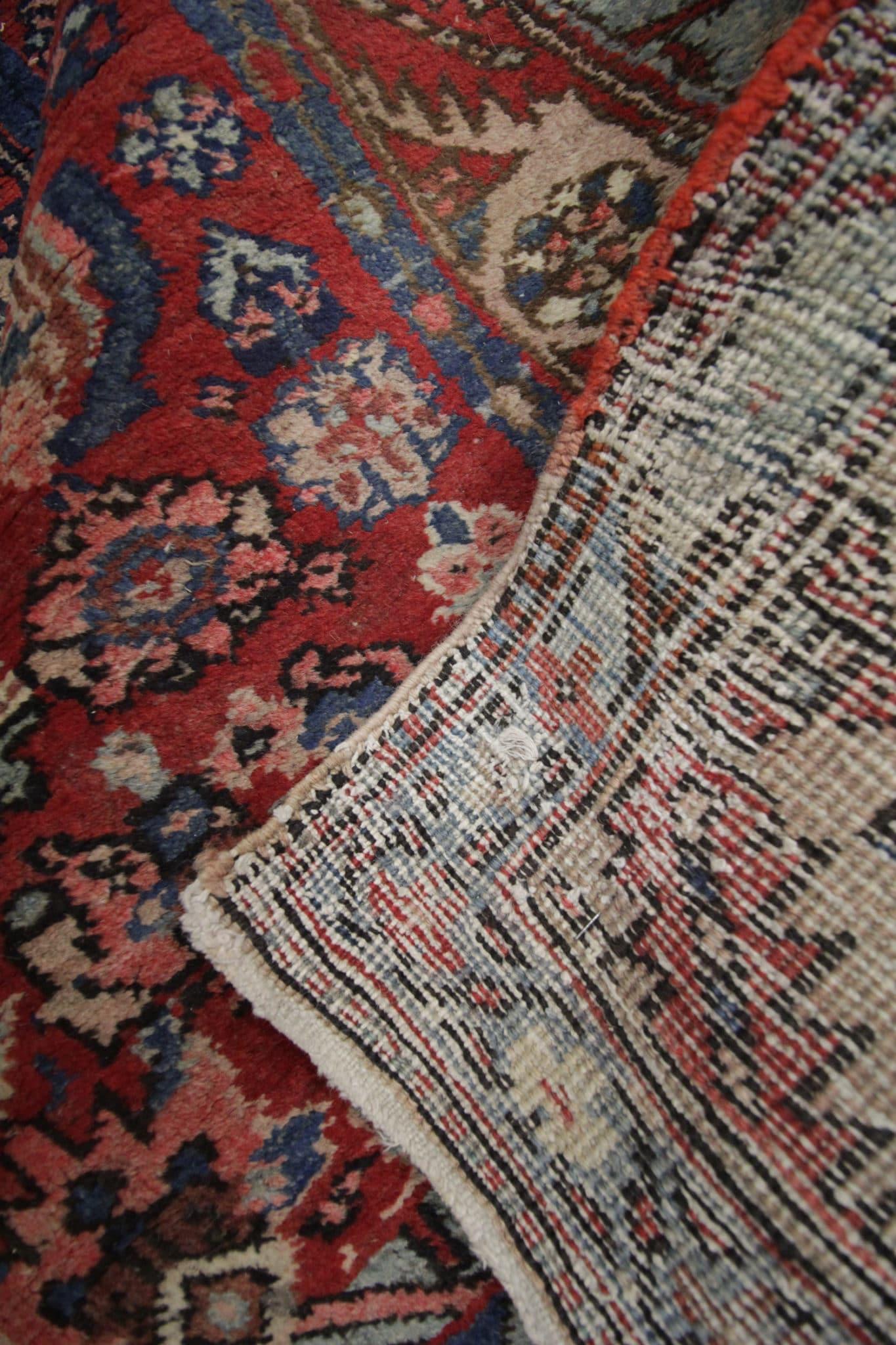 Vintage Runner Mahal Rug Handmade Carpet Harati Pattern Red Stair Runner For Sale 3