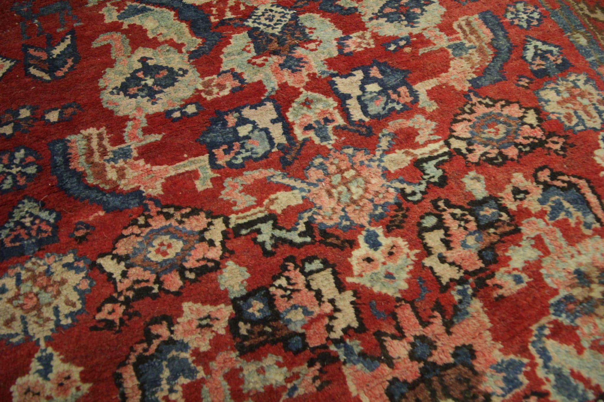 Late 20th Century Vintage Runner Mahal Rug Handmade Carpet Harati Pattern Red Stair Runner For Sale