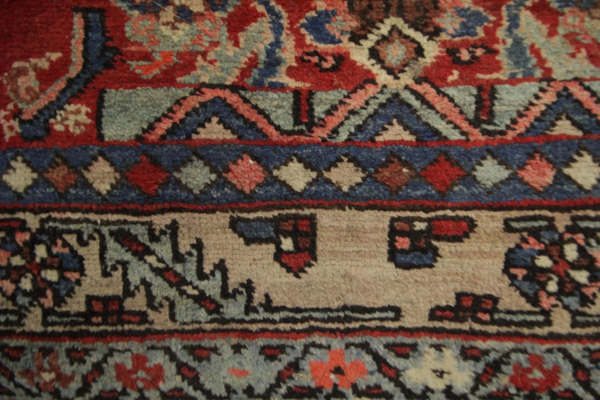 Organic Material Vintage Runner Mahal Rug Handmade Carpet Harati Pattern Red Stair Runner For Sale