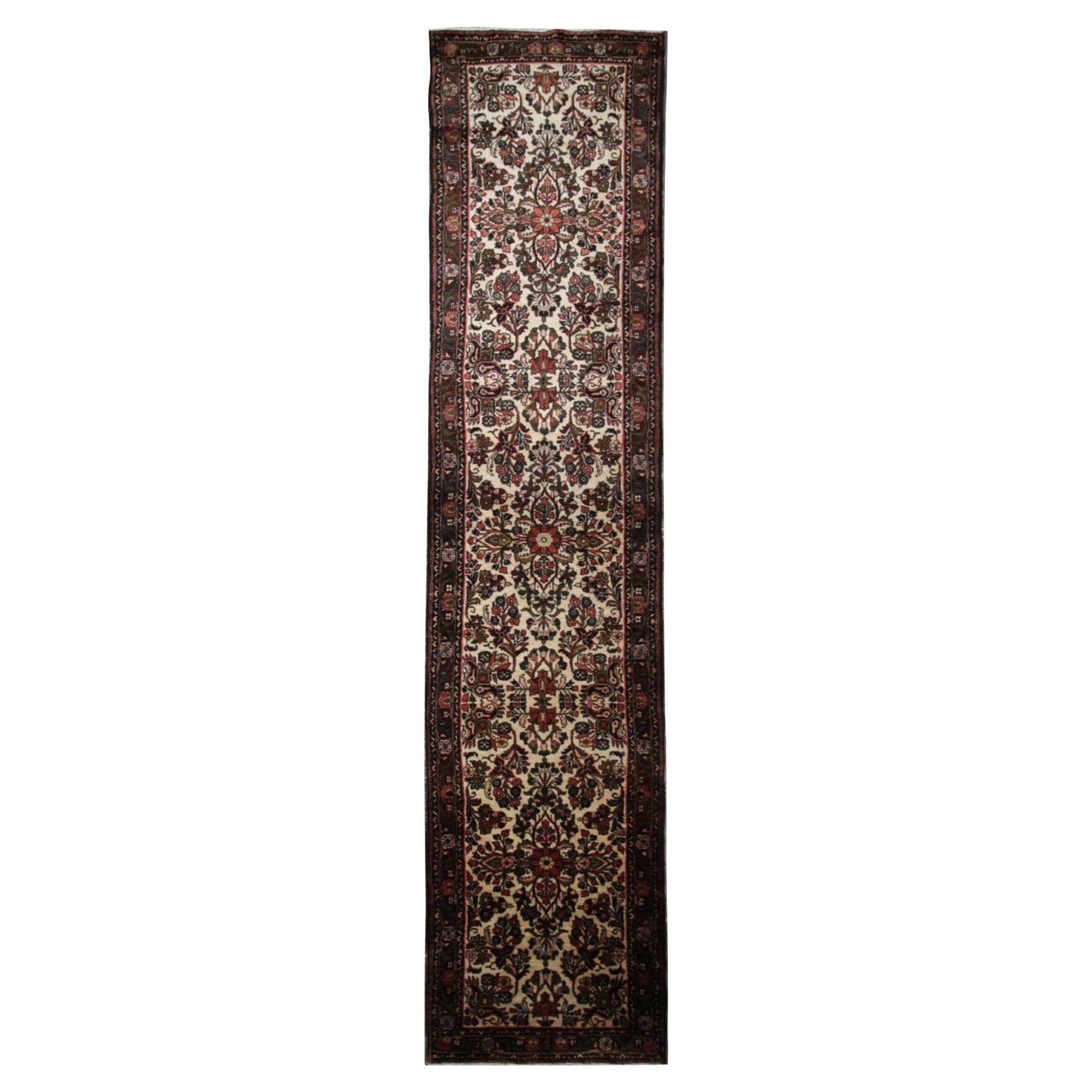 Vintage Runner Sarough Runner Rug, Floral Stair Runner