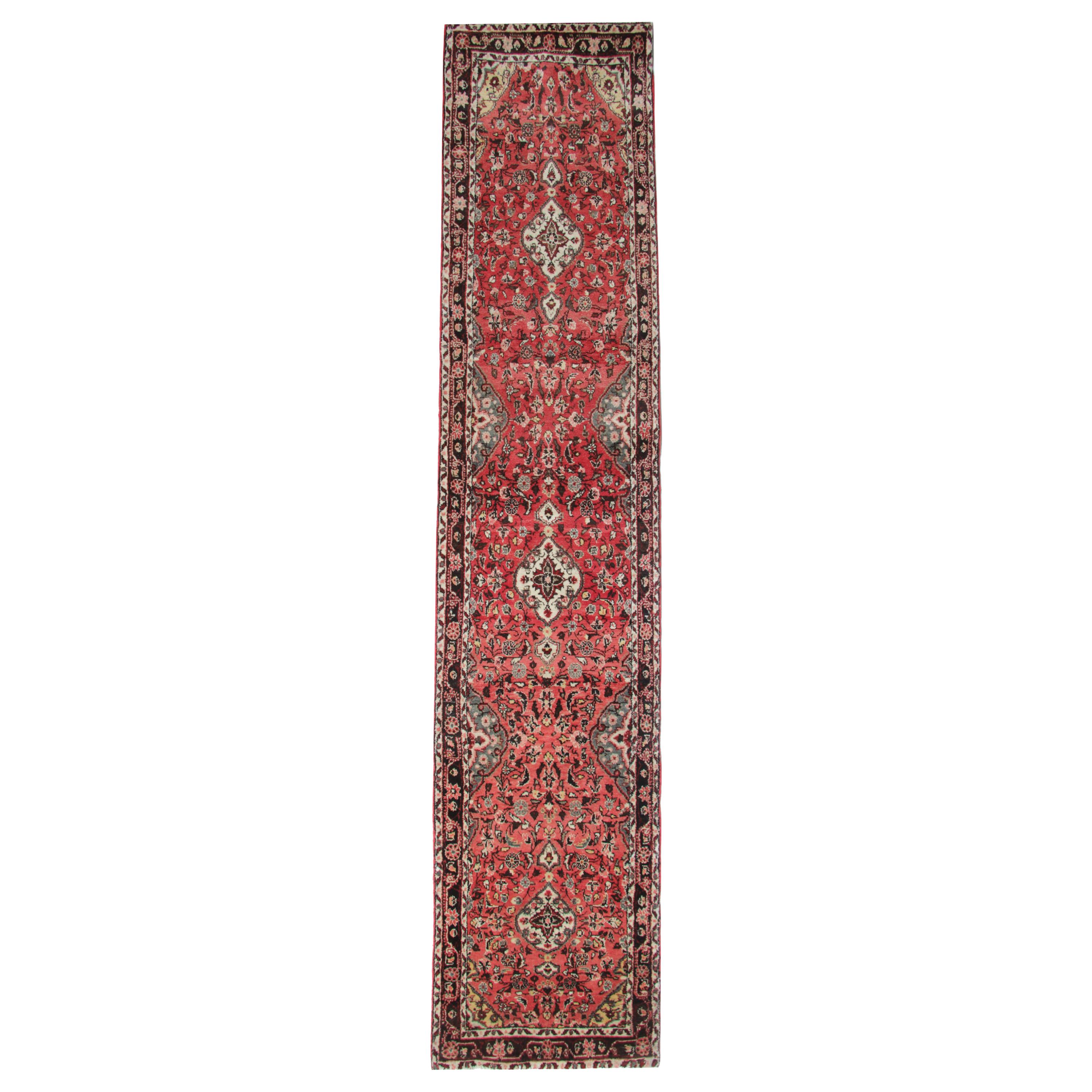 Vintage Läufer Handgefertigter Teppich Orientalische Teppiche Rote Wolle Zweier-Läufer