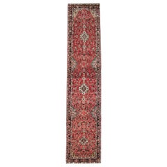 Tapis de couloir vintage fait main Tapis d'Orient Tapis de couloir en laine rouge