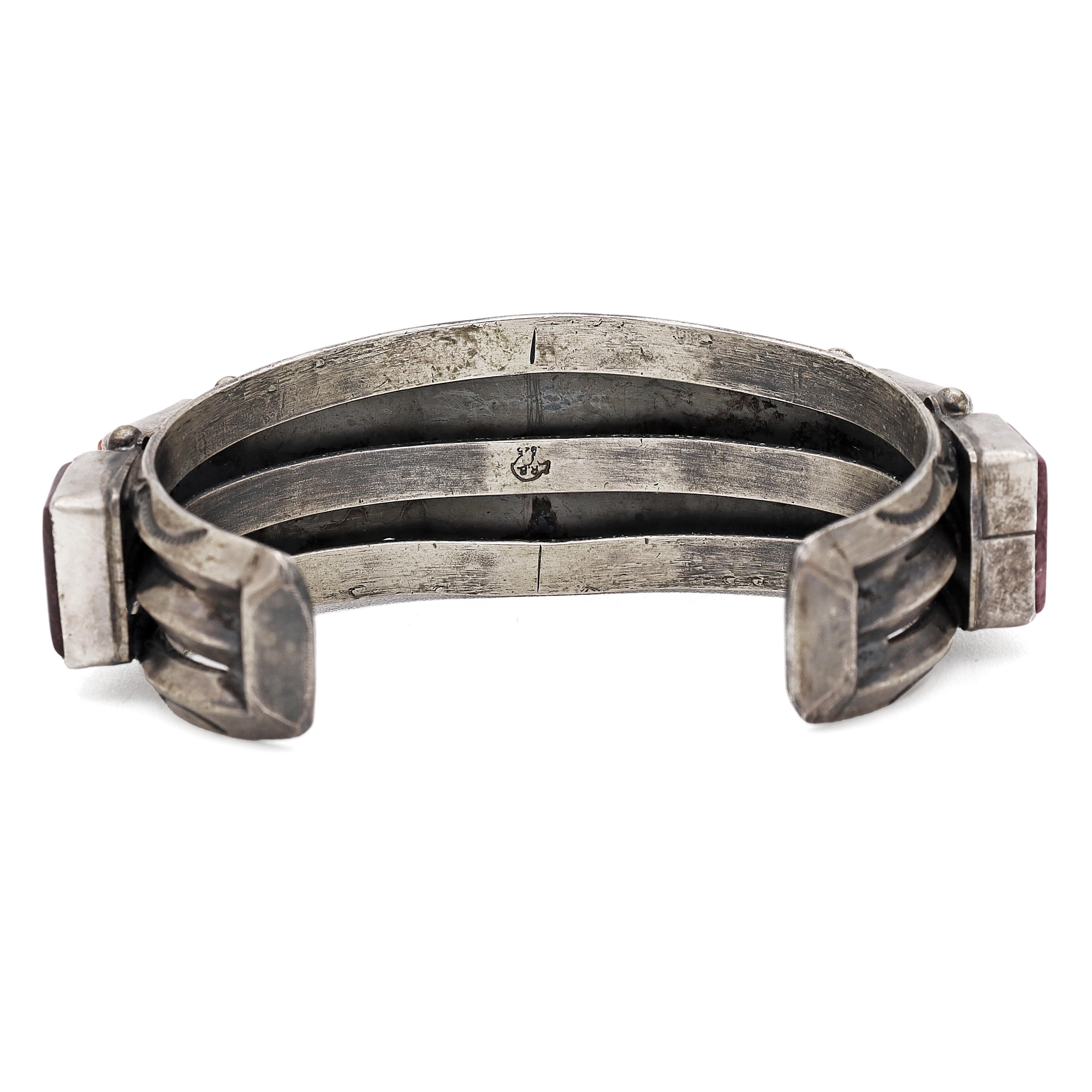 Vintage Running Bear Sterling Silver Spiny Oyster Shell Cuff Bracelet im Angebot 2