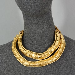 Vintage Runway CHRISTIAN LACROIX Double Layer Masai Rigid Gold Necklace