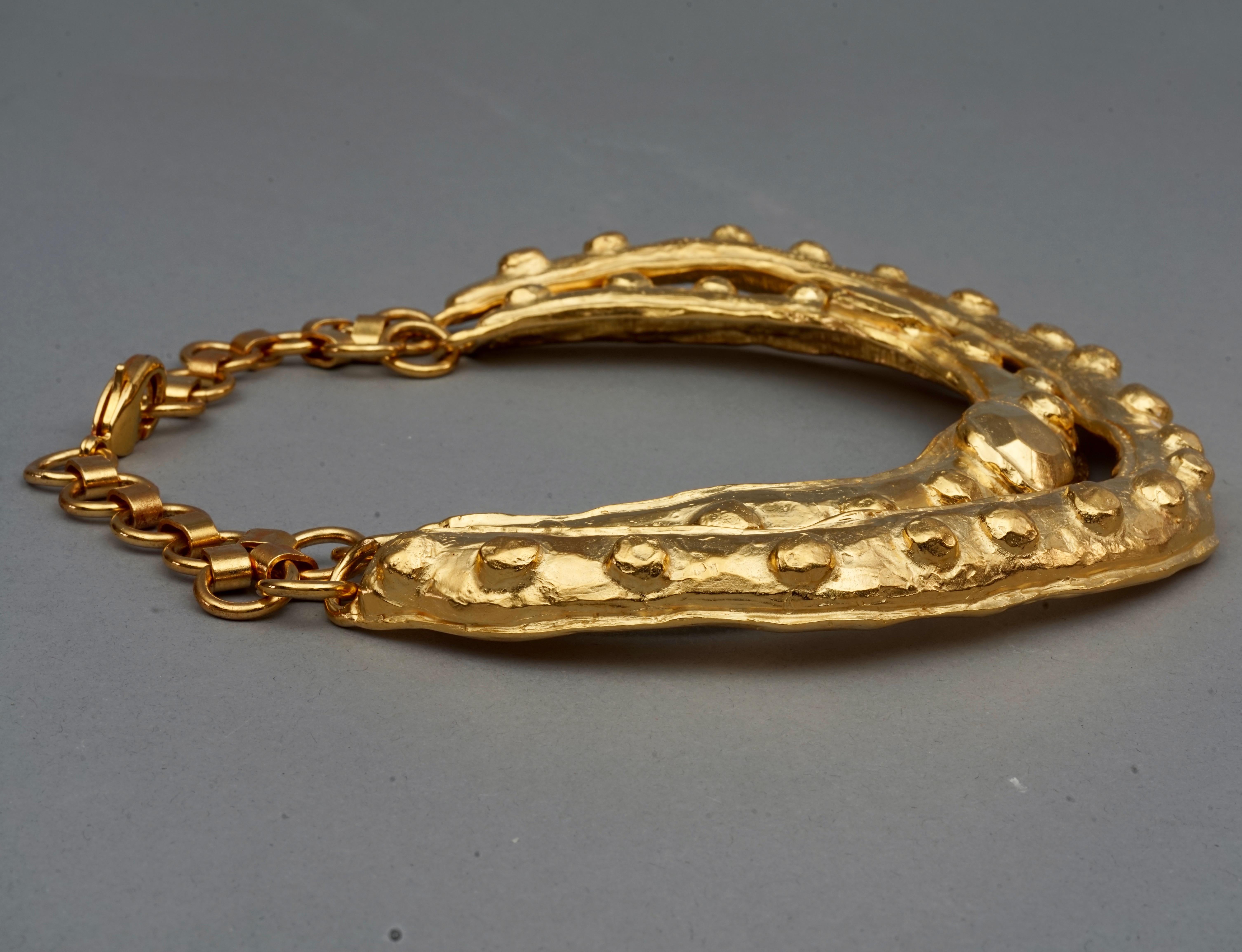Women's Vintage Runway CHRISTIAN LACROIX Double Layer Masai Rigid Gold Necklace For Sale