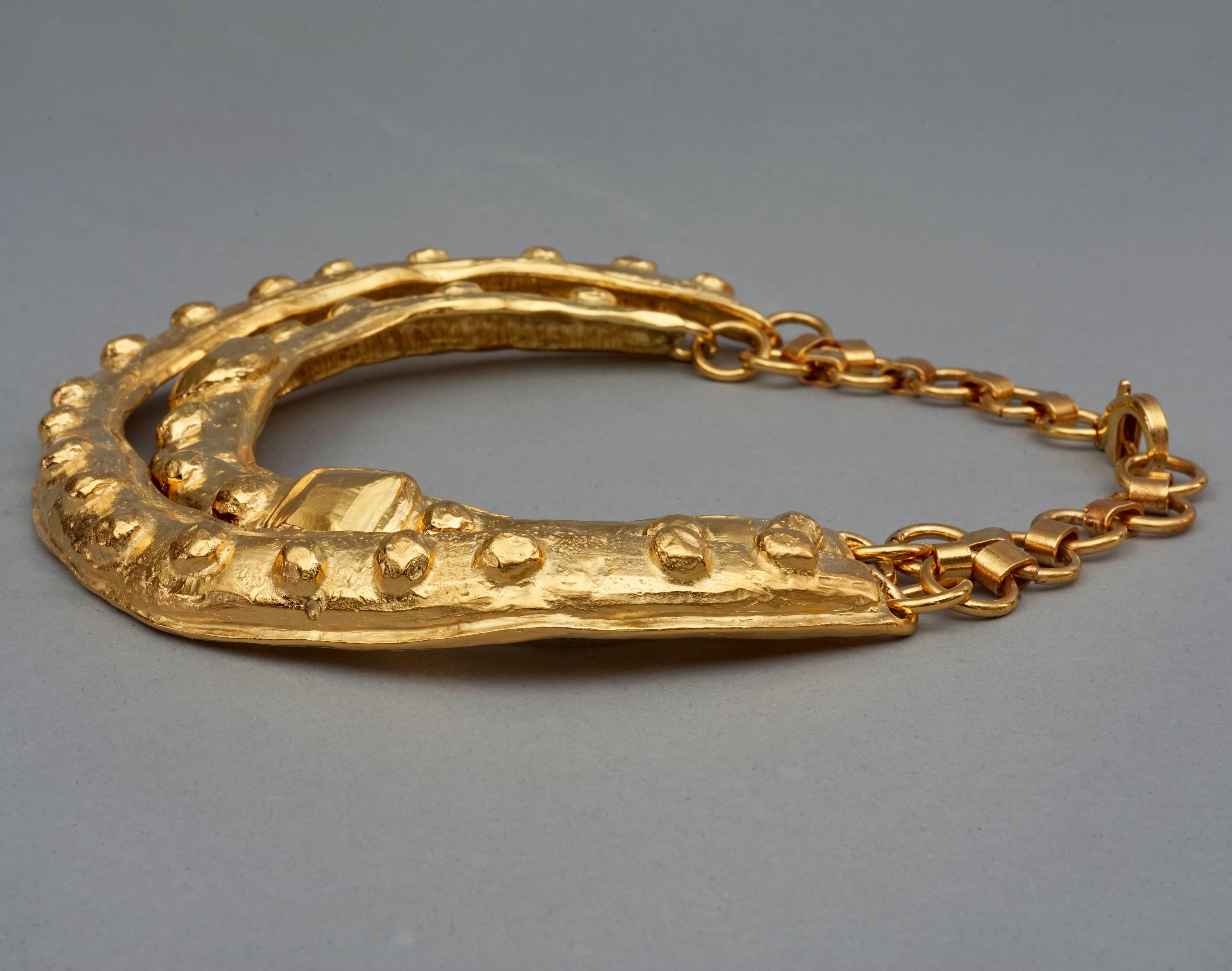 Vintage Runway CHRISTIAN LACROIX Double Layer Masai Rigid Gold Necklace For Sale 1