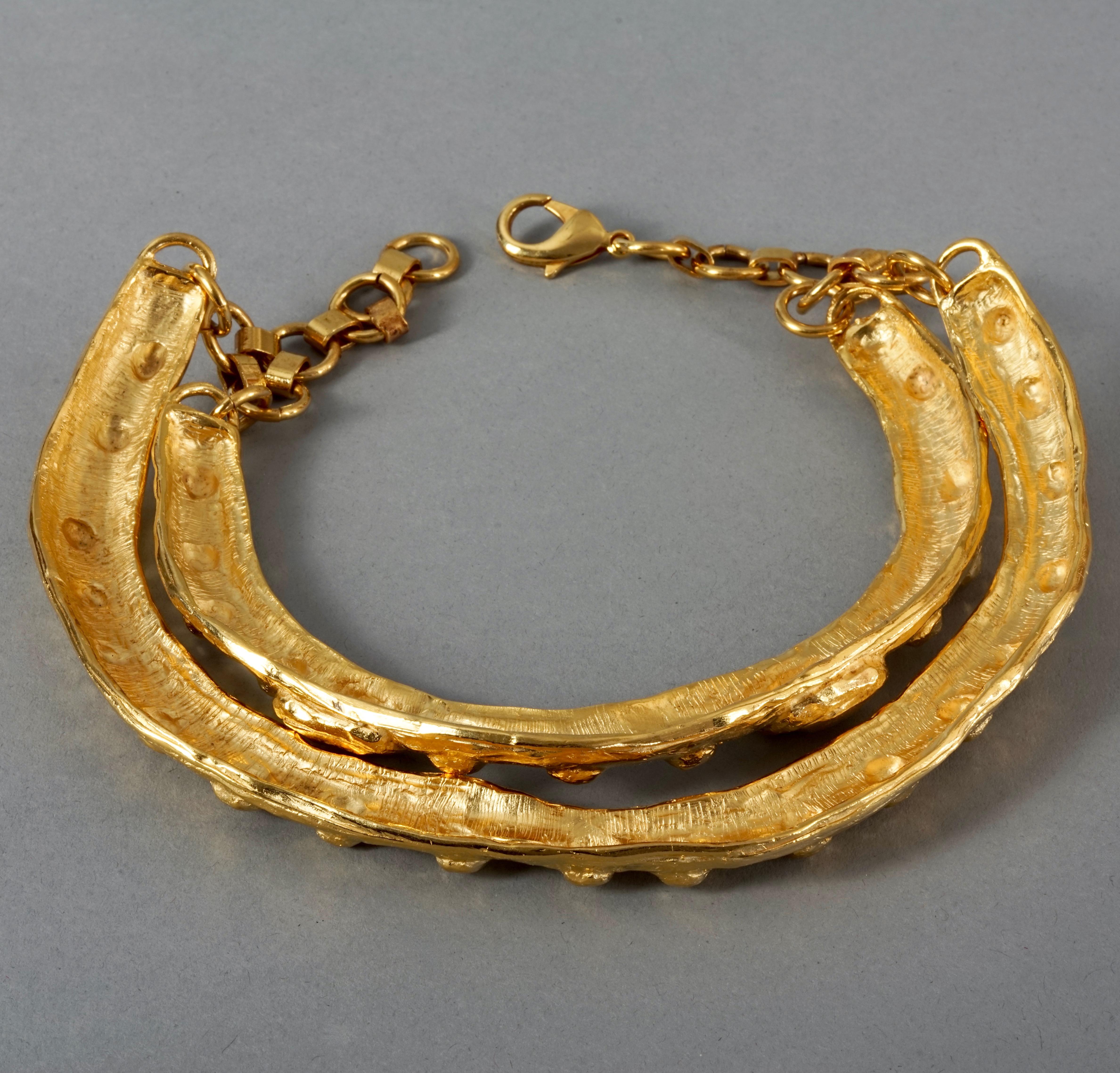 Vintage Runway CHRISTIAN LACROIX Double Layer Masai Rigid Gold Necklace For Sale 2