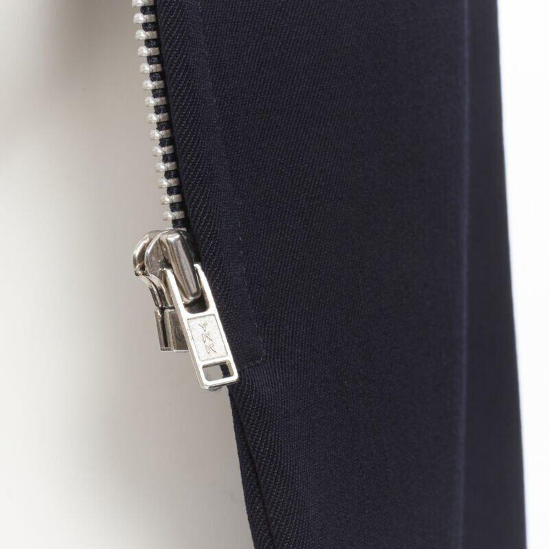 vintage Runway COMME DES GARCONS 1991 cappotto biker in cotone navy dal taglio asimmetrico M. I. in vendita 5