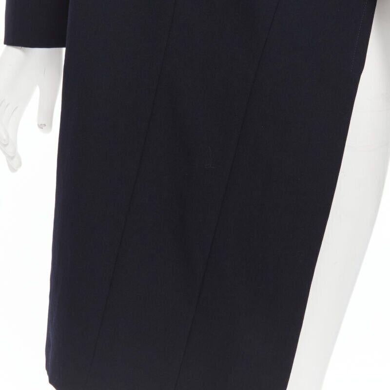 vintage Runway COMME DES GARCONS 1991 cappotto biker in cotone navy dal taglio asimmetrico M. I. in vendita 6