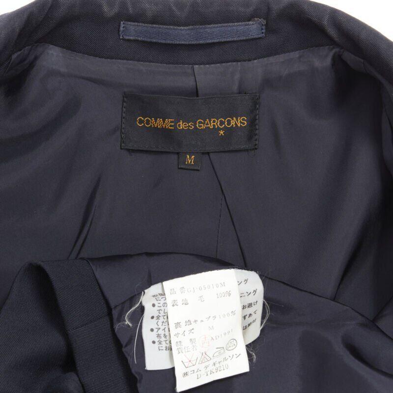 vintage Runway COMME DES GARCONS 1991 cappotto biker in cotone navy dal taglio asimmetrico M. I. in vendita 7