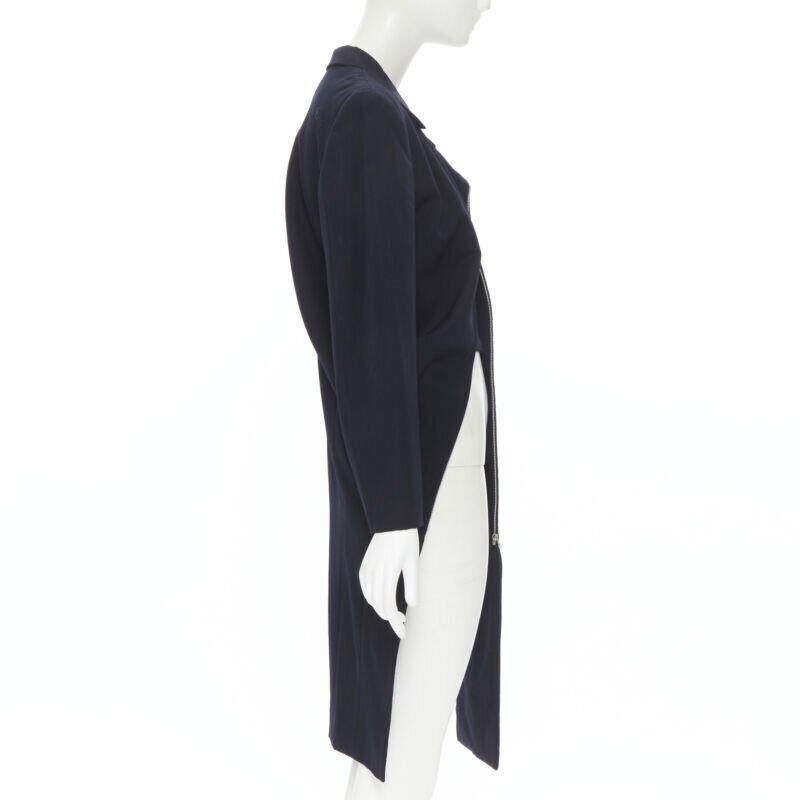 vintage Runway COMME DES GARCONS 1991 cappotto biker in cotone navy dal taglio asimmetrico M. I. In condizioni buone in vendita a Hong Kong, NT