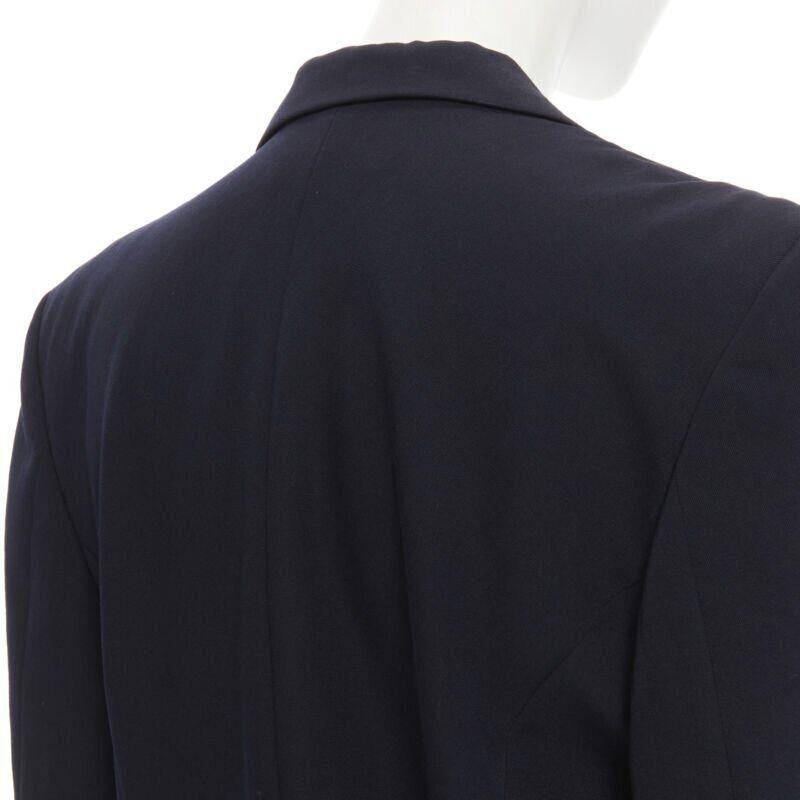 vintage Runway COMME DES GARCONS 1991 cappotto biker in cotone navy dal taglio asimmetrico M. I. in vendita 3