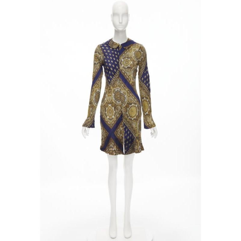 vintage Runway COMME DES GARCONS 1993 blue paisley peter pan collar shirt M 5