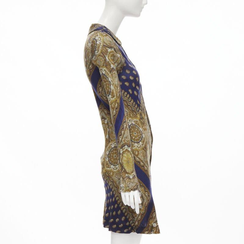 vintage Runway COMME DES GARCONS 1993 blue paisley peter pan collar shirt M In Good Condition In Hong Kong, NT
