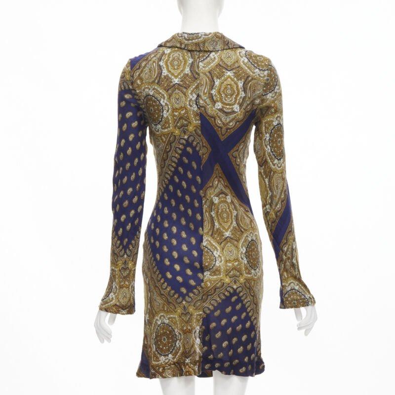 Women's vintage Runway COMME DES GARCONS 1993 blue paisley peter pan collar shirt M