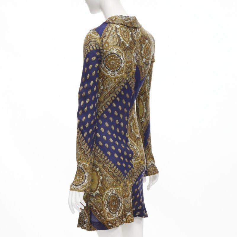vintage Runway COMME DES GARCONS 1993 blue paisley peter pan collar shirt M 1