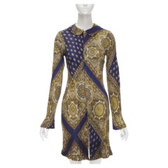 vintage Runway COMME DES GARCONS 1993 blue paisley peter pan collar shirt M