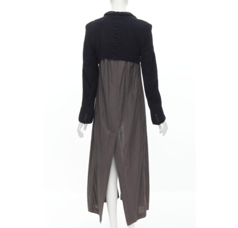 Donna vintage Runway COMME DES GARCONS 1994 nero in lana striminzita grigio spolverino M. I. in vendita