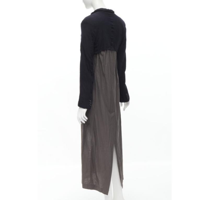 vintage Runway COMME DES GARCONS 1994 nero in lana striminzita grigio spolverino M. I. in vendita 1