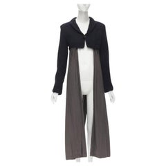 vintage Runway COMME DES GARCONS 1994 manteau duster gris en laine noire rétrécie M