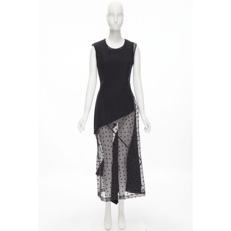 vintage Runway COMME DES GARCONS 1997 black polka dot panel asymmetric dress M For Sale at 1stDibs