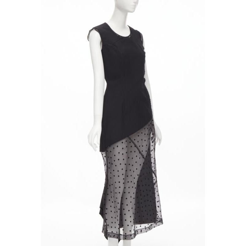 Black vintage Runway COMME DES GARCONS 1997 black polka dot panel asymmetric dress M