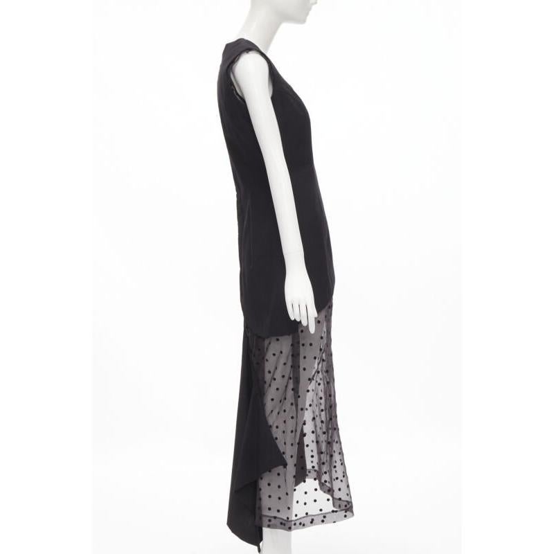 vintage Runway COMME DES GARCONS 1997 black polka dot panel asymmetric dress M In Excellent Condition In Hong Kong, NT