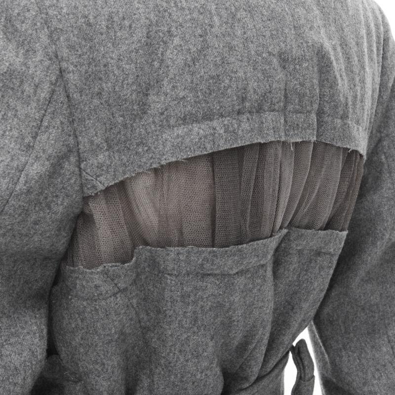 vintage Runway COMME DES GARCONS 2006 grey tulle belted deconstructed jacket XS 5