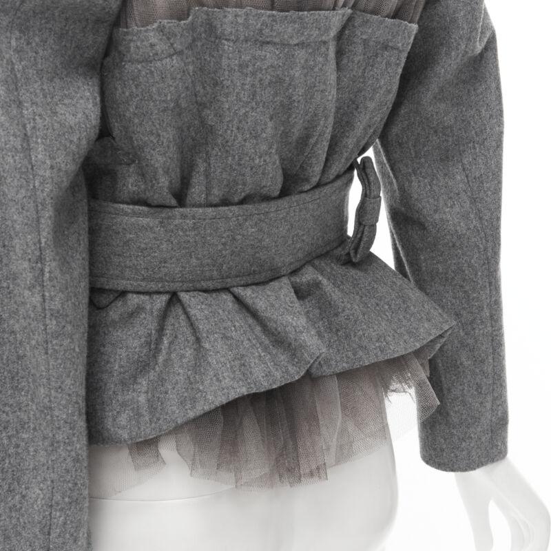 vintage Runway COMME DES GARCONS 2006 grey tulle belted deconstructed jacket XS 6