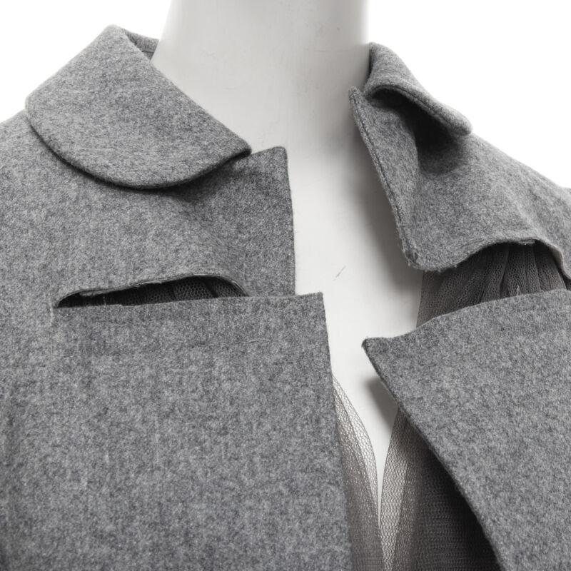 vintage Runway COMME DES GARCONS 2006 grey tulle belted deconstructed jacket XS 2