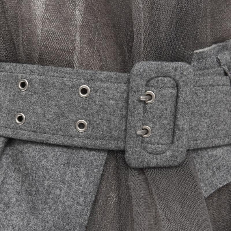 vintage Runway COMME DES GARCONS 2006 grey tulle belted deconstructed jacket XS 4