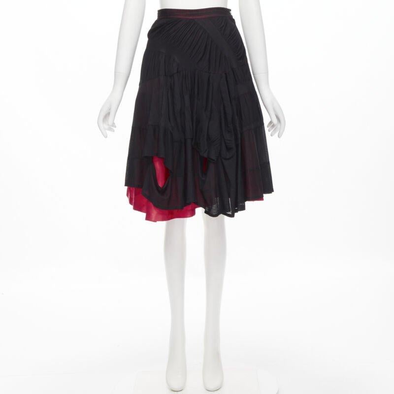 vintage Runway COMME DES GARCONS 80's black red shirred ruffle layered skirt S For Sale 5