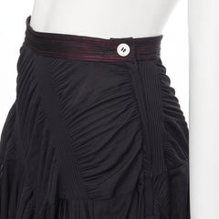 vintage Runway COMME DES GARCONS 80's black red shirred ruffle layered skirt S