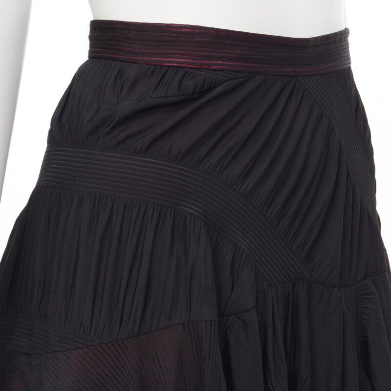 vintage Runway COMME DES GARCONS 80's black red shirred ruffle layered skirt S For Sale 3