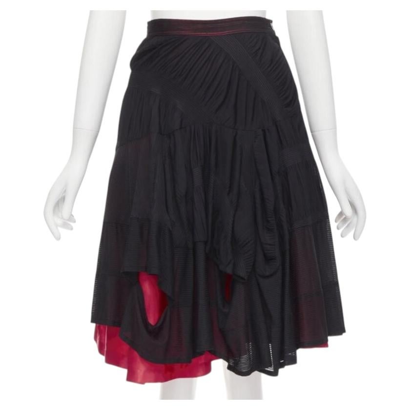 Vintage Laufsteg COMME DES GARCONS 80er Jahre Schwarz Rot Shirred Ruffle layered Rock S