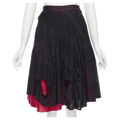 Vintage Laufsteg COMME DES GARCONS 80er Jahre Schwarz Rot Shirred Ruffle layered Rock S