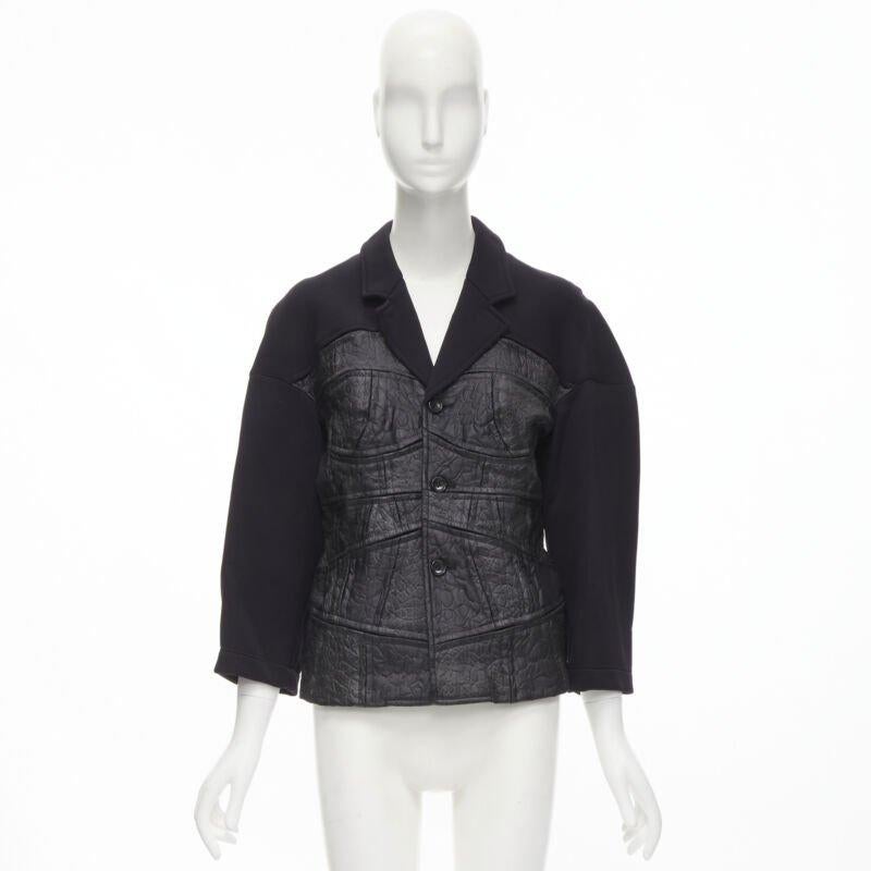 vintage Runway COMME DES GARCONS '90 giacca blazer nera patchwork scuba S in vendita 5