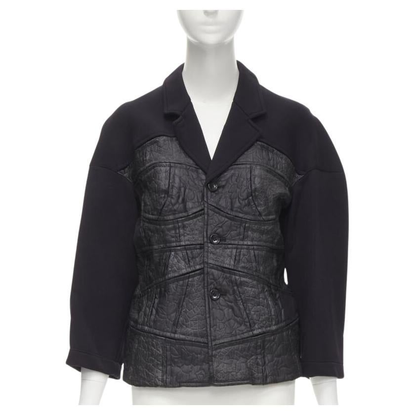 vintage Runway COMME DES GARCONS '90 giacca blazer nera patchwork scuba S