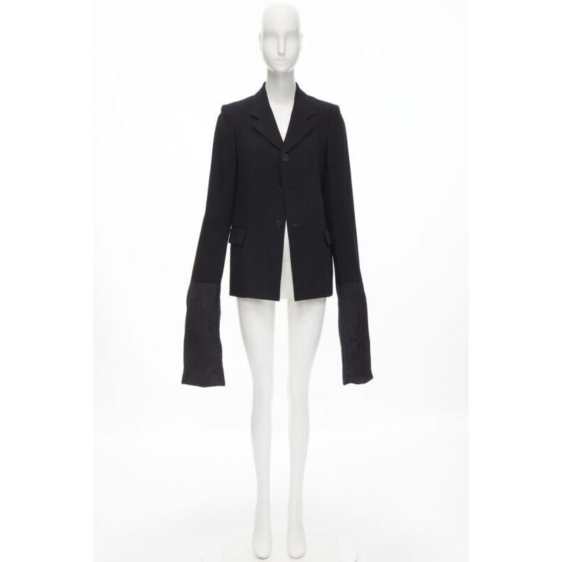 vintage Runway COMME DES GARCONS '92 black wool long wide sleeve blazer jacket M For Sale 5