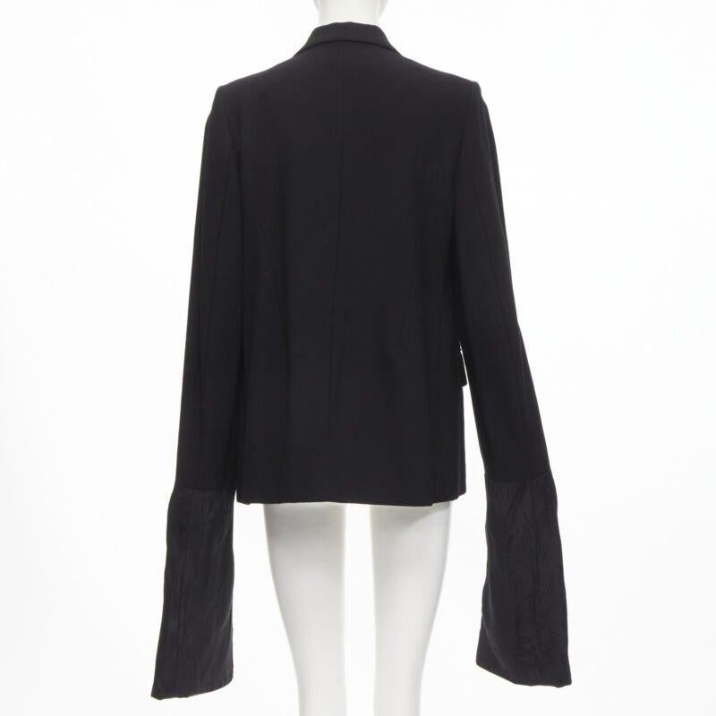 Women's vintage Runway COMME DES GARCONS '92 black wool long wide sleeve blazer jacket M For Sale